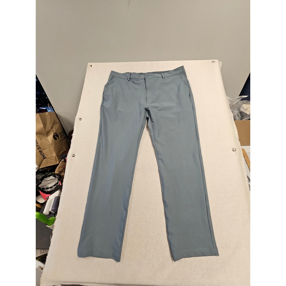 Greg Norman Mens Golf Pants Blue Gray Flat Front‎ Stretch 38x30 TL114794